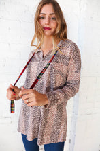 Load image into Gallery viewer, Beige Striped Animal Print Drawstring Hoodie