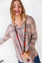 Load image into Gallery viewer, Beige Striped Animal Print Drawstring Hoodie