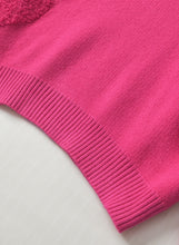 Load image into Gallery viewer, Rose Red Pearl Embellished Fuzzy Hearts V Neck Sweater