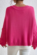 Load image into Gallery viewer, Rose Red Pearl Embellished Fuzzy Hearts V Neck Sweater