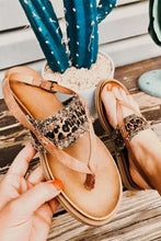 Load image into Gallery viewer, Raw Hem Leopard Clip Toe Sandals