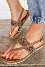 Load image into Gallery viewer, Raw Hem Leopard Clip Toe Sandals