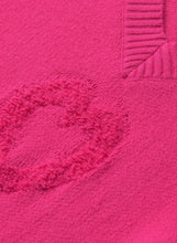 Load image into Gallery viewer, Rose Red Pearl Embellished Fuzzy Hearts V Neck Sweater