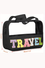 Load image into Gallery viewer, Mint Green TRAVEL Chenille Letter Clear PVC Makeup Bag