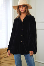 Load image into Gallery viewer, Long Sleeve Button Front Velvet Texture Top