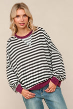 Load image into Gallery viewer, A Stripe Story Wine Crew Neck Pullover