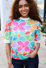 Load image into Gallery viewer, Spring Vibes Multicolor floral Rib Back Bow Tie Detail Top