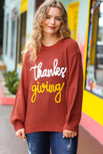 Load image into Gallery viewer, All I Want Thanksgiving Pop Up Embroidery Chunky Sweater