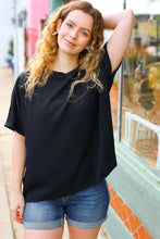 Load image into Gallery viewer, Be Bold Black Crinkle Texture Pocketed Dolman Top