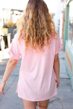 Load image into Gallery viewer, Baby Pink Ribbed V Neck Hi-Low Slit Top