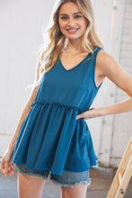 Load image into Gallery viewer, Azure Blue V Neck Sleeveless Ruffle Frill Tunic