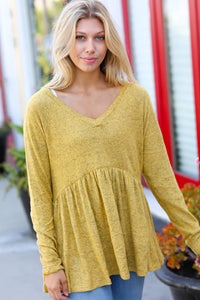 BUTTERSCOTCH CASHMERE BRUSHED HACCI TWO TONE BABYDOLL BLOUSE