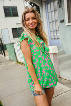Load image into Gallery viewer, Be Bold Green Animal Print Bow Tie Flutter Sleeve Top