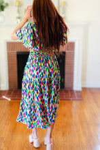 Load image into Gallery viewer, All For You Navy Multicolor Abstract Print Smocked Waist Maxi Dress