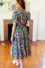 Load image into Gallery viewer, All For You Navy Multicolor Abstract Print Smocked Waist Maxi Dress