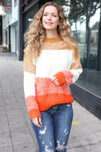 Load image into Gallery viewer, Adorable You Camel &amp; Orange Color Block Sweater