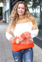 Load image into Gallery viewer, Adorable You Camel &amp; Orange Color Block Sweater
