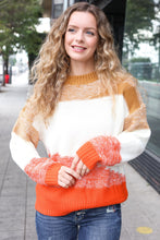 Load image into Gallery viewer, Adorable You Camel &amp; Orange Color Block Sweater