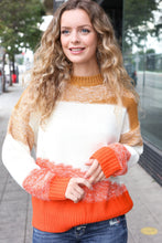 Load image into Gallery viewer, Adorable You Camel &amp; Orange Color Block Sweater