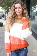 Load image into Gallery viewer, Adorable You Camel &amp; Orange Color Block Sweater