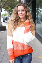 Load image into Gallery viewer, Adorable You Camel &amp; Orange Color Block Sweater