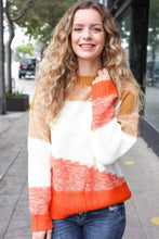 Load image into Gallery viewer, Adorable You Camel &amp; Orange Color Block Sweater
