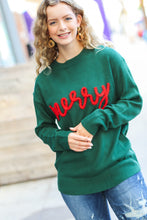 Load image into Gallery viewer, Be Merry Hunter Green Pop Up Sweater
