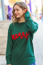 Load image into Gallery viewer, Be Merry Hunter Green Pop Up Sweater