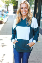 Load image into Gallery viewer, Adorable In Hunter Green Color Block Check Print Terry Hoodie