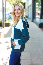 Load image into Gallery viewer, Adorable In Hunter Green Color Block Check Print Terry Hoodie