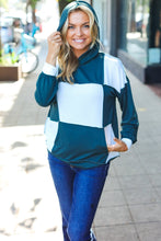 Load image into Gallery viewer, Adorable In Hunter Green Color Block Check Print Terry Hoodie