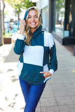 Load image into Gallery viewer, Adorable In Hunter Green Color Block Check Print Terry Hoodie
