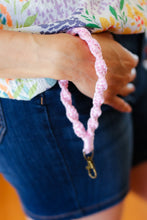 Load image into Gallery viewer, Baby Pink Hand Woven Braid Wristlet Keychain