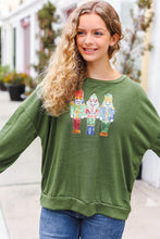 Load image into Gallery viewer, Be Merry Forest Green Nutcracker Sequin Hacci Top