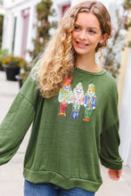 Load image into Gallery viewer, Be Merry Forest Green Nutcracker Sequin Hacci Top