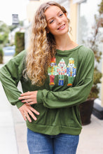 Load image into Gallery viewer, Be Merry Forest Green Nutcracker Sequin Hacci Top