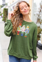 Load image into Gallery viewer, Be Merry Forest Green Nutcracker Sequin Hacci Top