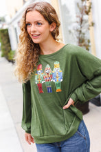 Load image into Gallery viewer, Be Merry Forest Green Nutcracker Sequin Hacci Top