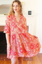Load image into Gallery viewer, All You Need Peach &amp; Coral Boho Floral V Neck Dress