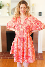 Load image into Gallery viewer, All You Need Peach &amp; Coral Boho Floral V Neck Dress