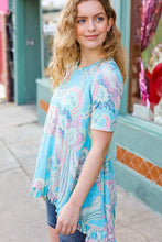 Load image into Gallery viewer, All About You Sky Blue Paisley Ruffle Hem Tunic Top