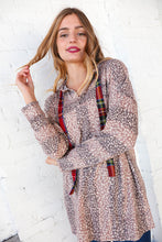 Load image into Gallery viewer, Beige Striped Animal Print Drawstring Hoodie