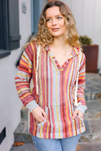 Load image into Gallery viewer, Be Bold Coral &amp; Sienna Stripe Pullover Notched Neck Hoodie