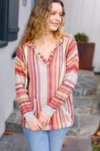 Load image into Gallery viewer, Be Bold Coral &amp; Sienna Stripe Pullover Notched Neck Hoodie