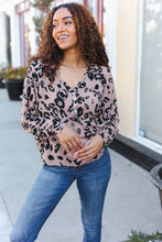 Load image into Gallery viewer, Be Bold Beige Rib Animal Print Button Placard Dolman Pullover