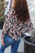 Load image into Gallery viewer, Be Bold Beige Rib Animal Print Button Placard Dolman Pullover