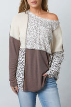 Load image into Gallery viewer, Leopard Colorblock Textured Knit Patchwork Top