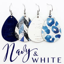Load image into Gallery viewer, 1.5&quot; Navy &amp; White Itty Bitty Corkie Mini Collection -Earrings
