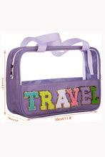 Load image into Gallery viewer, Mint Green TRAVEL Chenille Letter Clear PVC Makeup Bag