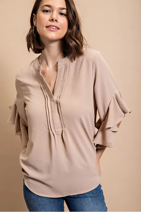 Ruffled Bell Sleeve Top